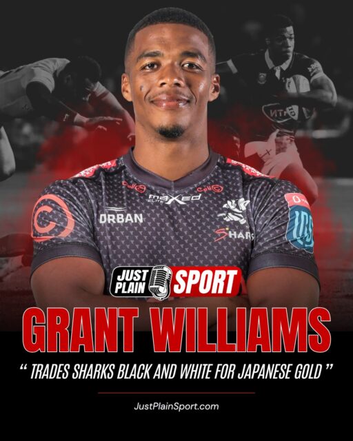 🇿🇦 GRANT WILLIAMS TRADES SHARKS BLACK AND WHITE FOR JAPANESE GOLD 🏉

Grant Williams and the Hollywoodbets Sharks will part ways at the conclusion of the 2025/26 season. The Durban franchise confirmed on 20 April 2026 that the Springbok scrum-half is heading to Japan Rugby League One. 

⸻
👉 Williams has been a massive asset for the Sharks and his departure to Japan is a significant blow to their depth. – Jay | JPS
⸻

Can the Sharks find a way to replace the X-factor that Grant Williams brought to the fringes?
✅ He earned this move
❌ Huge loss for Durban

🎙️ FULL STORY on JustPlainSport.com
📸 Image via Sharks / SA Rugby

grant9_williams #JustPlainSport 🏉 | #rugby #SouthAfrica #Springboks #GrantWilliams #Japan