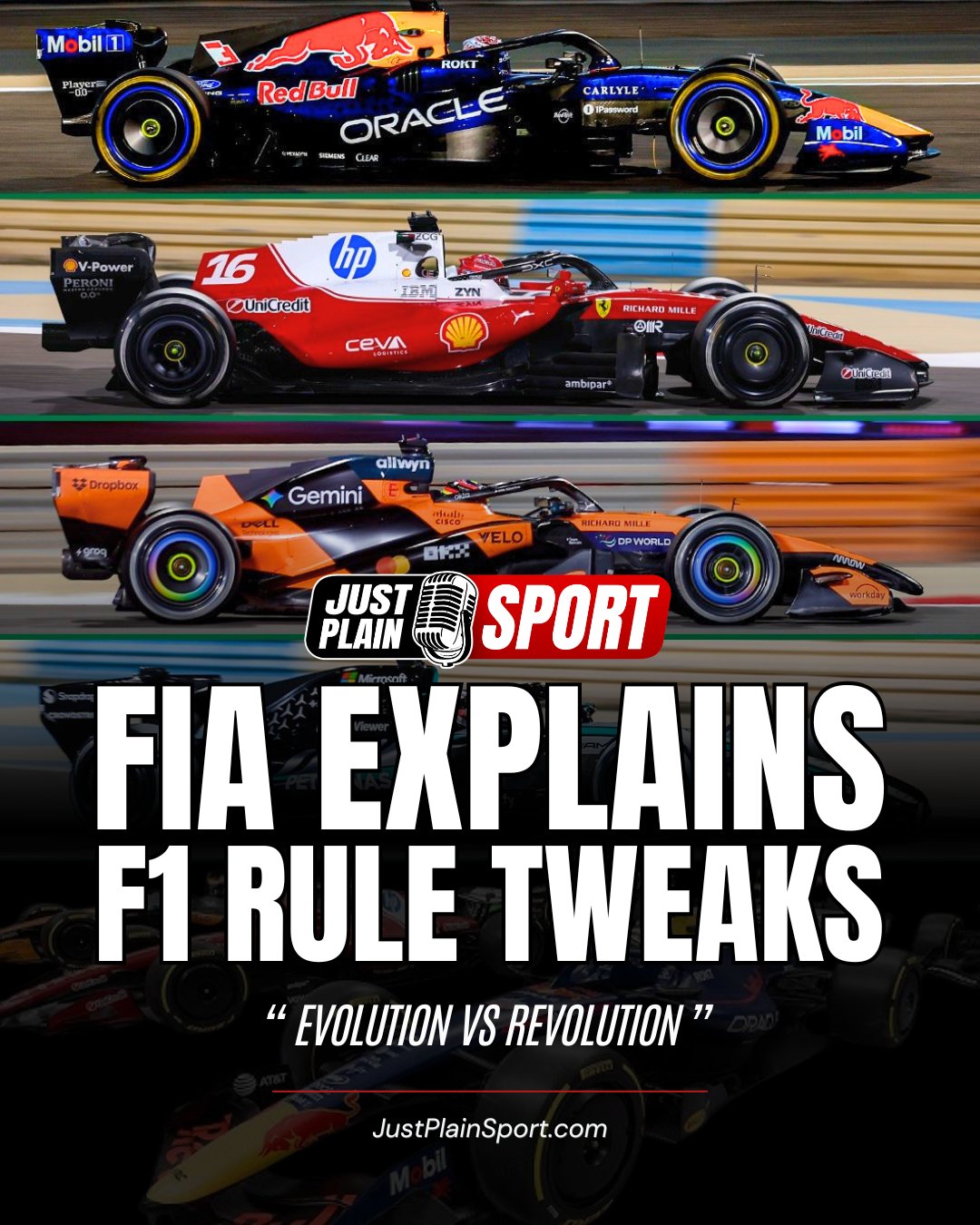 🏁 FIA REVEALS SLIMMER AND SHARPER 2026 FORMULA 1 CARS 🏎️

FIA regulation changes for 2026 aim to stop cars looking like they have stalled at the tracks during tight street racing... 

⸻
👉 These cars are meant to be light and fast, but I worry teams will struggle to hit that weight target without compromising safety. – Jay | JPS
⸻

🎙️ FULL STORY on JustPlainSport .com

#JustPlainSport 🏎️ | #F1 #SouthAfrica #Motorsport #FIA