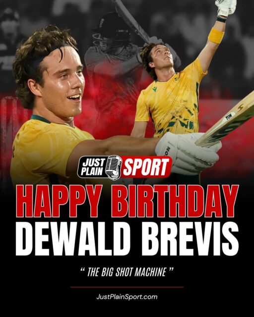 🎂 HAPPY BIRTHDAY DEWALD BREVIS! 🇿🇦

The boundary ropes offer no sanctuary when this young powerhouse steps into the arena to claim his territory. The man they call DB has evolved into a calculated enforcer of the white ball, dismantling bowling attacks with clinical precision and the raw strength of a natural-born warrior.

The technical general holds the record for the highest individual score in South African T20 history with a relentless 162 off 57 balls. 

Having decimated the record books with 506 runs in a single Under-19 World Cup, he has proven himself a high-impact asset in the world’s most unforgiving franchise trenches.

Off the field, the young warrior carries his meteoric rise with grounded humility and a quiet dedication to the craft. He remains a leader by example, showing the next generation that true dominance is forged through elite discipline and a relentless hunger for victory.

⸻
👉 “Dewald has been brutal with the bat when he is hot. It will be great to see him becoming more consistent as he matures, as he will be unstoppable!” – Jay | JPS
⸻

🎙️ Story by JustPlainSport .com
📸 Photos via SA Cricket

#JustPlainSport 🏏 | #Birthday #DewaldBrevis #Proteas #Cricket