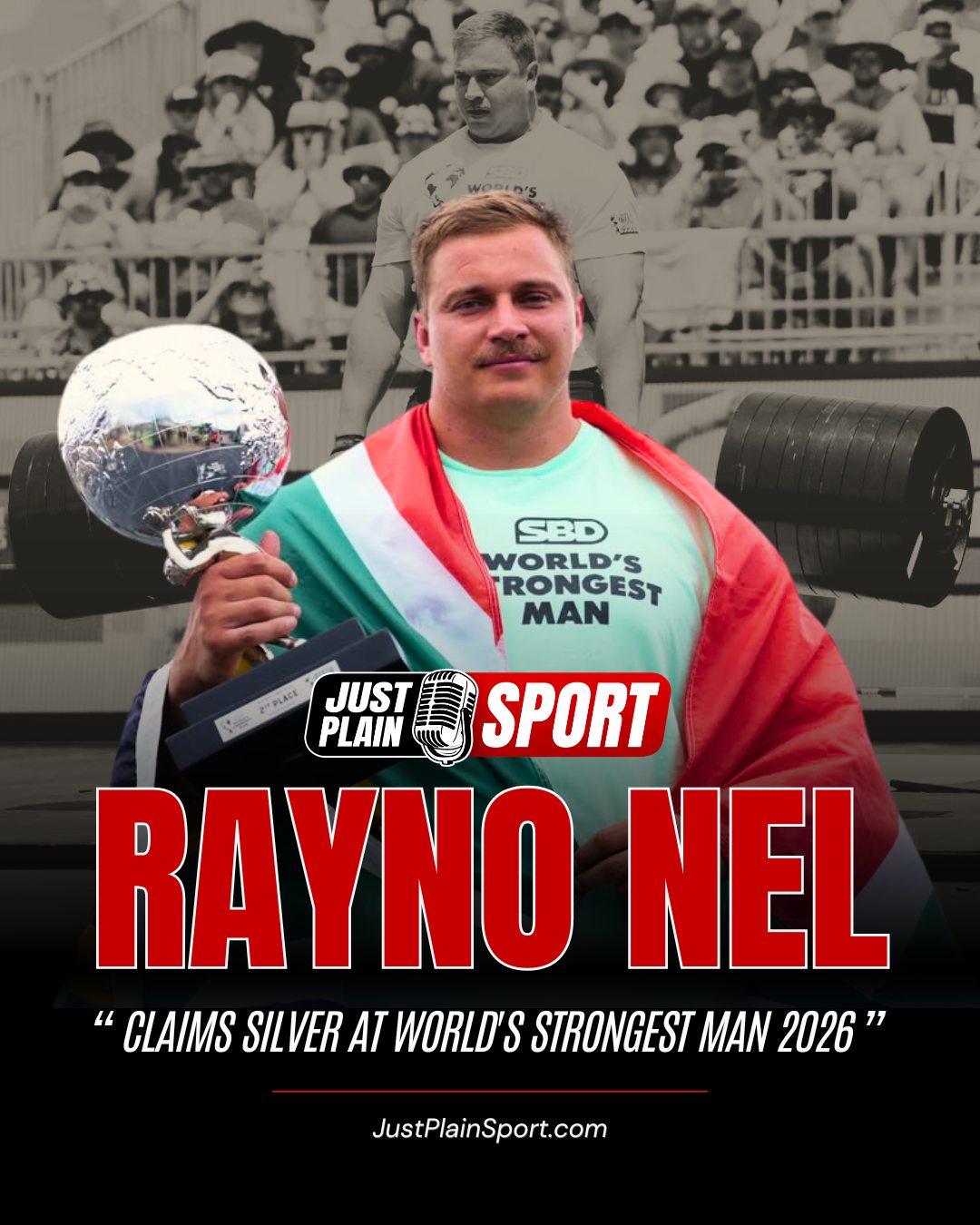 🇿🇦 RAYNO NEL FALLS HEARTBREAKINGLY SHORT AT WORLD'S STRONGEST MAN 🥈

The Big South African Rayno Nel saw his dreams of a title defense vanish by a single slip in Myrtle Beach.

⸻
"Losing the title on a single fumble is a bitter pill, but Rayno proved he is still arguably the strongest man on the planet right now." – Jay | JPS
⸻

ADD A 💪 IN THE COMMENTS TO SUPPORT RAYNO 🇿🇦

🎙️ FULL STORY on JustPlainSport .com

📸 Images via SBD World’s Strongest Man 
#JustPlainSport 🏋️ | #NELvHOO #strongman #SouthAfrica