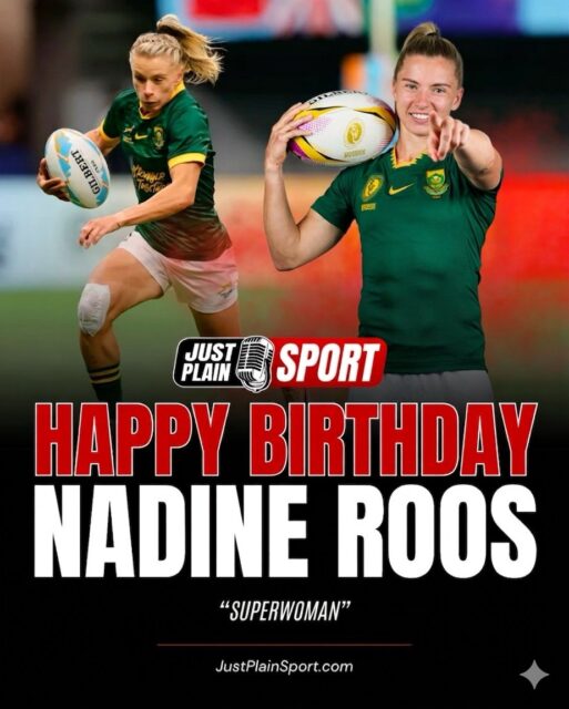 🎂 HAPPY BIRTHDAY, NADINE ROOS 🇿🇦

The South African Sevens Superhero celebrated her birthday on Saturday, marking another year of dominance for the elite athlete born on 9 May 1996. 

The Speedy Blonde is a relentless warrior on the turf, known for a physical engine that simply refuses to idle whether she is carving lines through a defensive wall or tracking back for a try-saving hit.

Roos has dominated the international stage, amassing over 115 points in the World Rugby Sevens Series and proving her versatility as a lethal playmaker in the XVs format for the Springbok Women. 

Her tactical brilliance and raw pace earned her the 2022 SA Rugby Women’s Player of the Year title, a testament to her standing as a premier enforcer in the backline.

⸻
👉 “Nadine is a pure combatant who brings an elite standard to every blade of grass she touches.” – Jay | JPS
⸻

Off the pitch, her leadership serves as a blueprint for the next generation of South African athletes, balancing fierce on-field aggression with humble community impact. 

Her legacy is built on the sweat of the trenches and an unwavering commitment to elevating women's rugby to new heights.

🎙️by JustPlainSport .com

#JustPlainSport 🏉 | #Birthday #NadineRoos #SpringbokWomen #Rugby