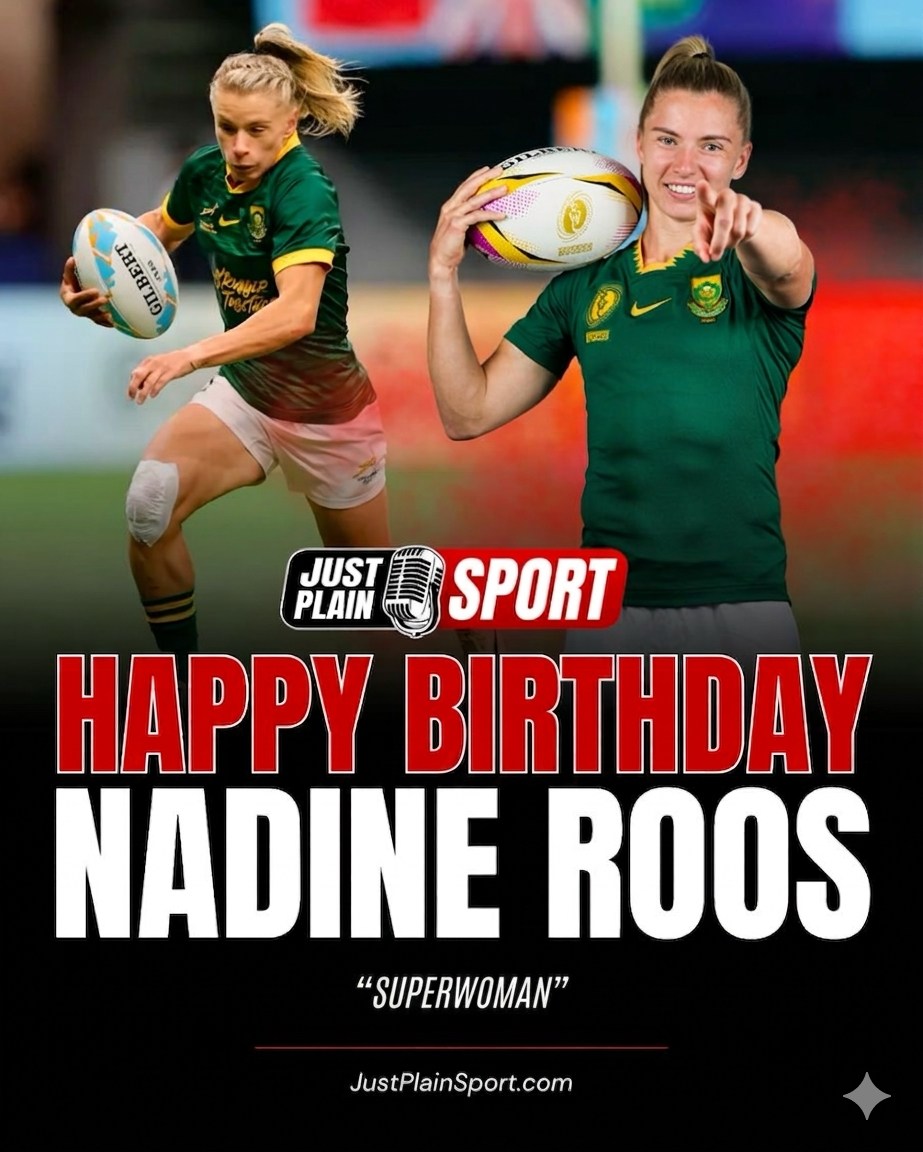 🎂 HAPPY BIRTHDAY, NADINE ROOS 🇿🇦

The South African Sevens Superhero celebrated her birthday on Saturday, marking another year of dominance for the elite athlete born on 9 May 1996. 

The Speedy Blonde is a relentless warrior on the turf, known for a physical engine that simply refuses to idle whether she is carving lines through a defensive wall or tracking back for a try-saving hit.

Roos has dominated the international stage, amassing over 115 points in the World Rugby Sevens Series and proving her versatility as a lethal playmaker in the XVs format for the Springbok Women. 

Her tactical brilliance and raw pace earned her the 2022 SA Rugby Women’s Player of the Year title, a testament to her standing as a premier enforcer in the backline.

⸻
👉 “Nadine is a pure combatant who brings an elite standard to every blade of grass she touches.” – Jay | JPS
⸻

Off the pitch, her leadership serves as a blueprint for the next generation of South African athletes, balancing fierce on-field aggression with humble community impact. 

Her legacy is built on the sweat of the trenches and an unwavering commitment to elevating women's rugby to new heights.

🎙️by JustPlainSport .com

#JustPlainSport 🏉 | #Birthday #NadineRoos #SpringbokWomen #Rugby