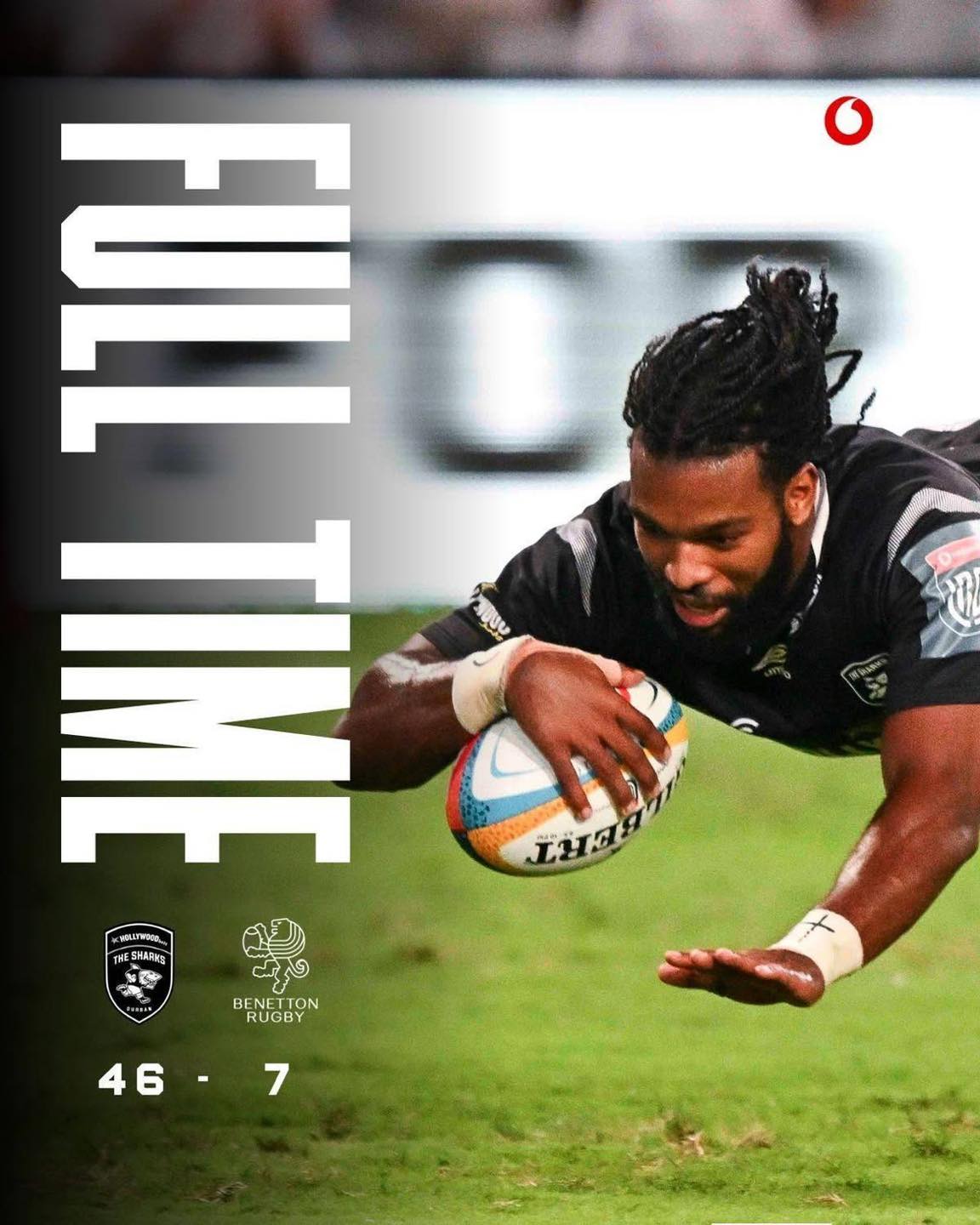 🦈 SHARKS CRUSH BENETTON 46-7 AS JURENZO JULIUS EXPLODES WITH HAT-TRICK 🇿🇦

The Hollywoodbets Sharks turned on the style at Kings Park, dismantling Benetton 46-7 in a ruthless United Rugby Championship thrashing.

From early on the home side dominated, running in eight tries and keeping the visitors scoreless until late.

Jurenzo Julius was pure brilliance in the centre. The rising star produced a hat-trick of tries, stepping, fending and gliding through the Italian defence with pace and power that left defenders clutching at shadows.

Every time he touched the ball he looked dangerous, combining beautifully with Andre Esterhuizen to tear holes in Benetton’s line.

His first was pure magic, a solo effort that lit up the stadium. 

The next two showed his finishing instinct and intelligent running lines.

⸻ 
👉 “What a performance from the Boogieman! Julius is unplayable when he’s on song like that. Sharks backs were clinical today.” – Ulster fans & rugby supporters worldwide - Jay | JPS 
⸻

Edwill van der Merwe grabbed a brace while Siya Kolisi, Esterhuizen and Litelihle Bester also crossed as the attack clicked into top gear.

The Sharks’ forward pack laid the perfect platform with scrum dominance, allowing the backs to flourish in open space.

Benetton started brightly enough but once the scoreboard pressure hit they crumbled.

Their discipline faltered badly with a yellow card compounding issues, and they simply had no response to the Sharks’ intensity on home soil.
The Italian side looked outclassed and lacking the fight needed against a fired-up Durban outfit. 

Questions will linger about their away form and ability to compete with South African power.

A big statement win for the Sharks as they keep their season hopes alive. Julius and company delivered the goods in style.

By JustPlainSport 🏉 | #SharksRugby #URC #Julius #HatTrick