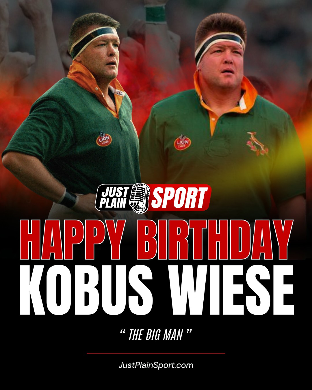 🎂 HAPPY BIRTHDAY KOBUS WIESE 🇿🇦
A true colossus of the Springbok engine room, Kobus Wiese brought pure destruction and unyielding power to the rugby trenches.
Celebrating his 62nd birthday today, this powerhouse standing at a massive 1.98m and weighing in at 120kg was a terrifying sight for any opposition, dominating the lineouts and rampaging through the tight and loose phases with a warrior spirit that defined an era of South African rugby.
Wiese earned 18 caps for the Springboks between 1993 and 1996, holding a legendary, flawless record of never losing a single Test match when named in the starting first XV.
The pinnacle of his career arrived in 1995, where he played in five of the six matches during the historic Rugby World Cup campaign, anchoring the pack all the way to lifting the Webb Ellis Cup on home soil.
⸻
👉 “Kobus Wiese was the a warrior who made the jersey a fortress and never tasted defeat as a starting Springbok.” – Jay | JPS
⸻
Beyond his iconic World Cup glory, the set-piece general was a dual Currie Cup champion in 1993 and 1994 with Transvaal, and famously scored his memorable Test try against Wales in 1995 while delivering the uncompromising physicality that became folklore.
Today, the rugby world honors a champion who helped rebuild the green and gold legacy through sheer grit, leadership, and a refusal to back down from any battle.
🎙️ by JustPlainSport .com
📸 via SA Rugby
#JustPlainSport 🏉 | #Birthday #KobusWiese #Springboks #Rugby