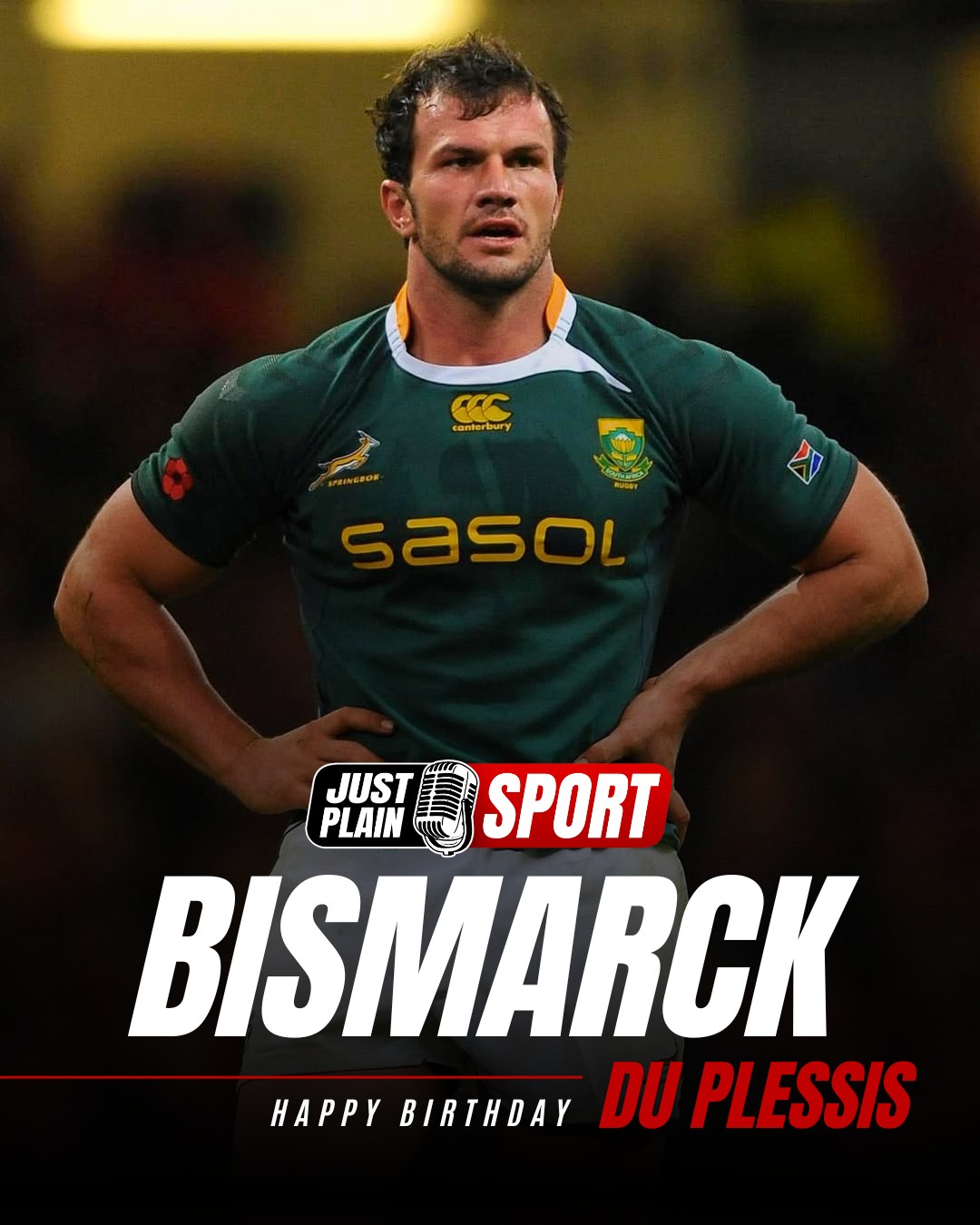 BISMARCK DU PLESSIS: THE WARRIOR WHO HELPED DEFINE A GOLDEN ERA OF SPRINGBOK RUGBY 🏉
There are rugby players, and then there are forces of nature...
Bismarck du Plessis belongs firmly in the second category. The man from Bethlehem in the Free State — born on 22 May 1984 — celebrated his 42nd birthday on Friday, so it is the perfect moment to reflect on a career that left an indelible mark on South African rugby, European club rugby, and the global game.
You do not become Bismarck du Plessis by accident. You are forged — on a farm in the eastern Free State, where his father Francois and mother Jo-Helene raised a family of rugby-mad, fiercely competitive brothers...
🎙️ FULL STORY on JustPlainSport .com
#JustPlainSport | #BismarckduPlessis #Rugby #Springboks