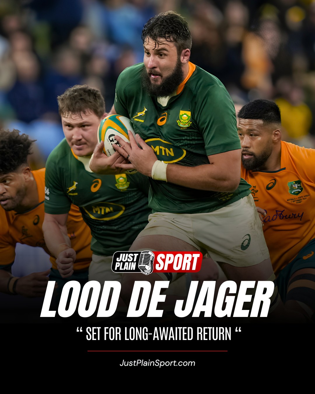 LOOD DE JAGER SET FOR LONG-AWAITED RETURN AS SPRINGBOK LOCK CRISIS DEEPENS 🇿🇦

Lood de Jager is set to make his long-awaited return to rugby this weekend, offering Rassie Erasmus a rare piece of good news amid a mounting injury crisis in the Springbok second row.

The veteran lock has been named to start for Panasonic Wild Knights in Saturday’s Japan Rugby League One third-place playoff — his first appearance of 2026 and one that arrives significantly ahead of schedule. Initial reports had suggested the 33-year-old would only be available again in August...

🎙️ FULL STORY on JustPlainSport .com

#JustPlainSport #Springboks #Rugby