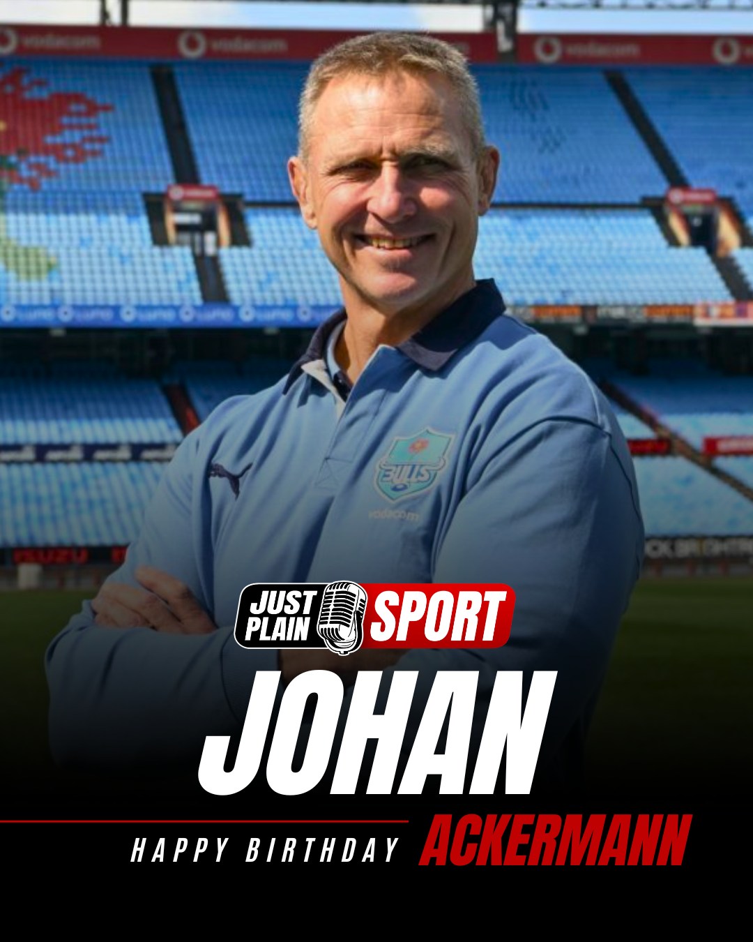 🎉 HAPPY BIRTHDAY JOHAN ACKERMANN - ONE OF SOUTH AFRICAN RUGBY’S GREAT BUILDERS! 🏉

Born in Benoni on 3 June 1970, Johan’s journey through rugby has been one of extraordinary resilience. 

From his early days at the Police College in Pretoria, to 13 Springbok caps, to guiding the Lions to three consecutive Super Rugby finals, to coaching in England and Japan — and now, finally, home as head coach of the Vodacom Bulls at Loftus Versfeld...

🎙️ FULL STORY on JustPlainSport .com

#JustPlainSport #HappyBirthday #JohanAckermann