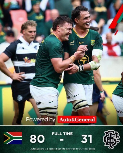 The BOKKE take a demanding 80-31 WIN that sets the tone for an exciting season to come 🇿🇦🏉 WELL DONE BOKKE!

#GoBokke #ForeverGreenForeverGold #springboks #rugby #JustPlainSport