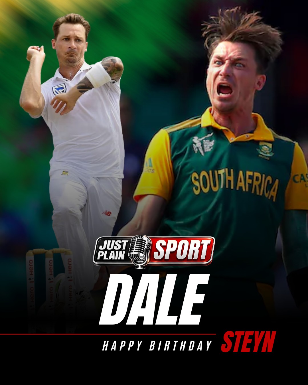 🇿🇦 HAPPY BIRTHDAY DALE STEYN | THE FASTEST GUN PHALABORWA EVER PRODUCED 🎂

Dale Steyn turns 43 today, born on this same date in 1983 in Phalaborwa, a small mining town on the edge of the Kruger National Park in Limpopo. And the full arc of his story — from that dusty northern outpost to the top of the world for an unmatched 263 consecutive weeks — deserves to be told properly.

Happy Birthday, Dale Steyn. From all of us at Just Plain Sport — the Steyn Gun may have been put away, but no one who watched you bowl will ever forget the sound it made. 🎂🏏

🎙️ FULL STORY ON JUSTPLAINSPORT .COM

#JustPlainSport #DaleSteyn #cricket #happybirthday