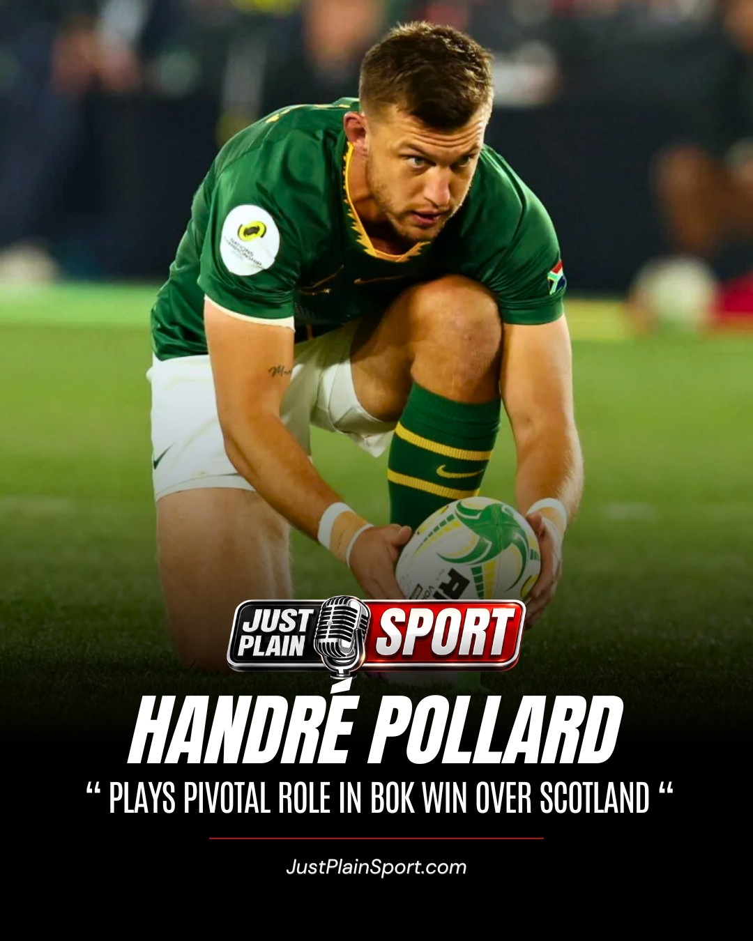 🚨🇿🇦 POLLARD PLAYS PIVOTAL ROLE IN BOK WIN OVER STRONG SCOTLAND 🏉
Every time the Springboks looked like they could take a breather, Scotland broke through again. Handré Pollard was the one constant that refused to let them get away with it.
South Africa raced to 14-0 inside twenty minutes and looked comfortable. Scotland had other ideas, striking twice in quick succession to level it at 14-14 by half-time, and the pattern repeated itself all afternoon: the Boks would pull clear, Scotland would claw back within touching distance, and it was Handré Pollard, more than anyone else in green and gold, who kept steadying the ship.
🎙️ FULL STORY on JustPlainSport .com
Image via Muzi Ntombela/BackpagePix
#JustPlainSport #Springboks #HandrePollard