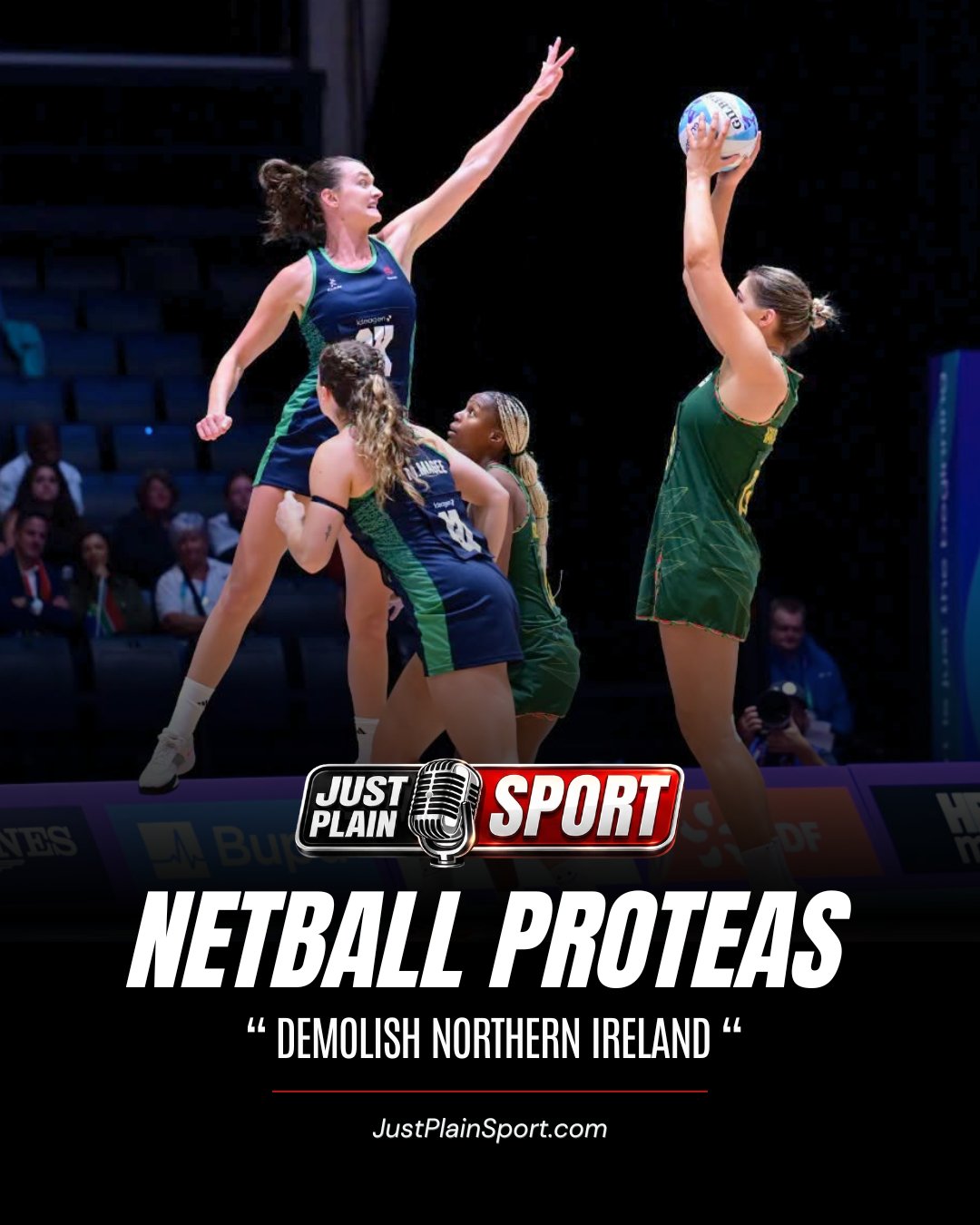 🇿🇦 PROTEAS DEMOLISH NORTHERN IRELAND 78-30 IN GLASGOW 🏐🇿🇦
Team South Africa put the rest of Pool A on notice, thrashing Northern Ireland 78-30 at The Hydro to claim a third straight Commonwealth Games win and climb to the top of the group.
The SPAR Proteas came into Tuesday's clash off a rest day, having already dismantled Malawi and put a record-breaking 96 goals past Tonga. Northern Ireland arrived winless after defeats to England, Malawi and Tonga, and nothing in this one suggested a change in fortunes...
🎙️ FULL STORY on JustPlainSport .com
#RSAvNIR #SPARProteas #Commonwealth2026 #NetballSA #JustPlainSport