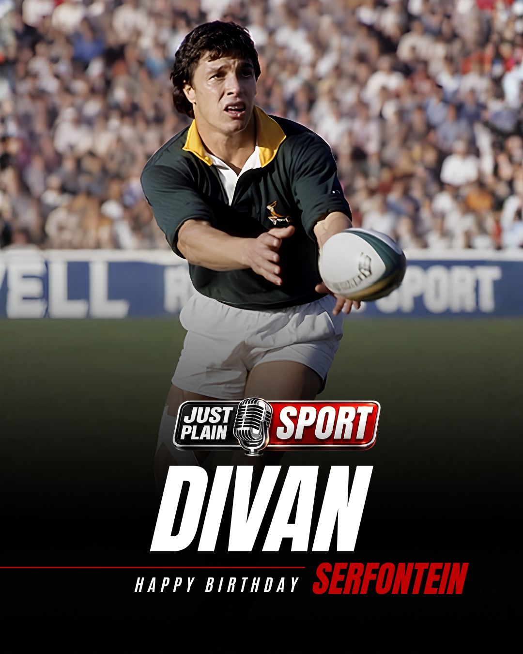 🎉 HAPPY BIRTHDAY, DIVAN SERFONTEIN! THE SPRINGBOK CAPTAIN WHO WALKED AWAY TO BECOME A SURGEON 🇿🇦

He scored a try 11 minutes into his Test debut, captained Western Province through three Currie Cup titles, and played all three Tests on rugby's most hostile tour, the 1981 Barbed Wire Boks. 

Then, at 30, he walked away from it all to become an orthopaedic surgeon. Divan Serfontein turns 72 today. Full tribute on Just Plain Sport.

🎙️ FULL STORY on JustPlainSport .com

#DivanSerfontein #Springboks #WesternProvinceRugby #CurrieCupLegends