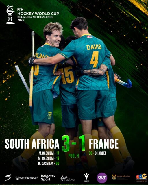 🇿🇦 SOUTH AFRICA BEAT FRANCE 3-1 AT HOCKEY WORLD CUP 🏑
South Africa beat France 3-1 at the FIH Hockey World Cup, with the Cassiem brothers scoring all three goals in a Pool H result that puts real points on the board.
Mustaphaa Cassiem struck twice inside three minutes, in the 17th and the 19th, to turn a tight contest into a lead South Africa never surrendered.
Charlet pulled one back for France in the 30th minute, and from there it became a question of whether South Africa could hold their shape for a full half.
They could. Dayaan Cassiem settled it in the 60th minute, the last act of the match, to make it 3-1.
FULL TIME:
South Africa 3
France 1
SOUTH AFRICA SCORERS:
🥅 M. Cassiem – 17'
🥅 M. Cassiem – 19'
🥅 D. Cassiem – 60'
FRANCE SCORER:
🥅 Charlet – 30'
Three goals, two brothers, one afternoon. Mustaphaa's double came in the second quarter and carried the weight of the win, while Dayaan's late finish removed any doubt about where the three points were going.
France had the equaliser in sight for thirty minutes and never found it.
⸻
🗣️ "Two Cassiems, three goals, and a World Cup result South Africa will remember — this is what this squad is capable of when they get their noses in front!" – 🎙️Jay
⸻
South Africa go into the rest of their World Cup campaign with a win on the board and a forward line that just proved it can score in bunches.
Written By Jay
#JustPlainSport #SouthAfrica #Hockey #FIHWorldCup #HockeyWorldCup2026