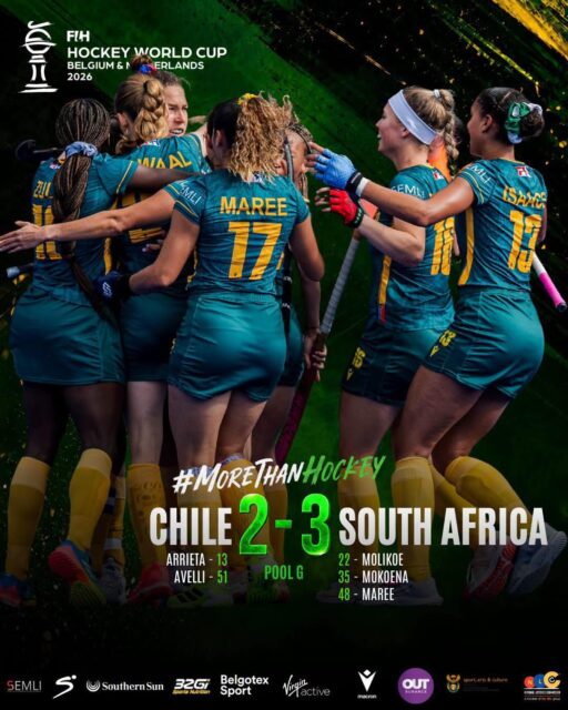 🇿🇦 SA HOCKEY WOMEN BEAT CHILE 3-2 AT THE WORLD CUP! 🏑

Congratulations to the South African women who came from behind twice to take down a higher-ranked Chile side on Sunday morning in Pool G.

🥅 Molikoe – 22'
🥅 Mokoena – 35'
🥅 Maree – 48'

⸻
🗣️ "Three goals, one comeback, and a win over a side ranked above them!
Congrats Ladies" – 🎙️Jay
⸻

#HockeyWorldCup #FieldHockey #Hockey #womensports  #SouthAfrica #JustPlainSport 🎙️