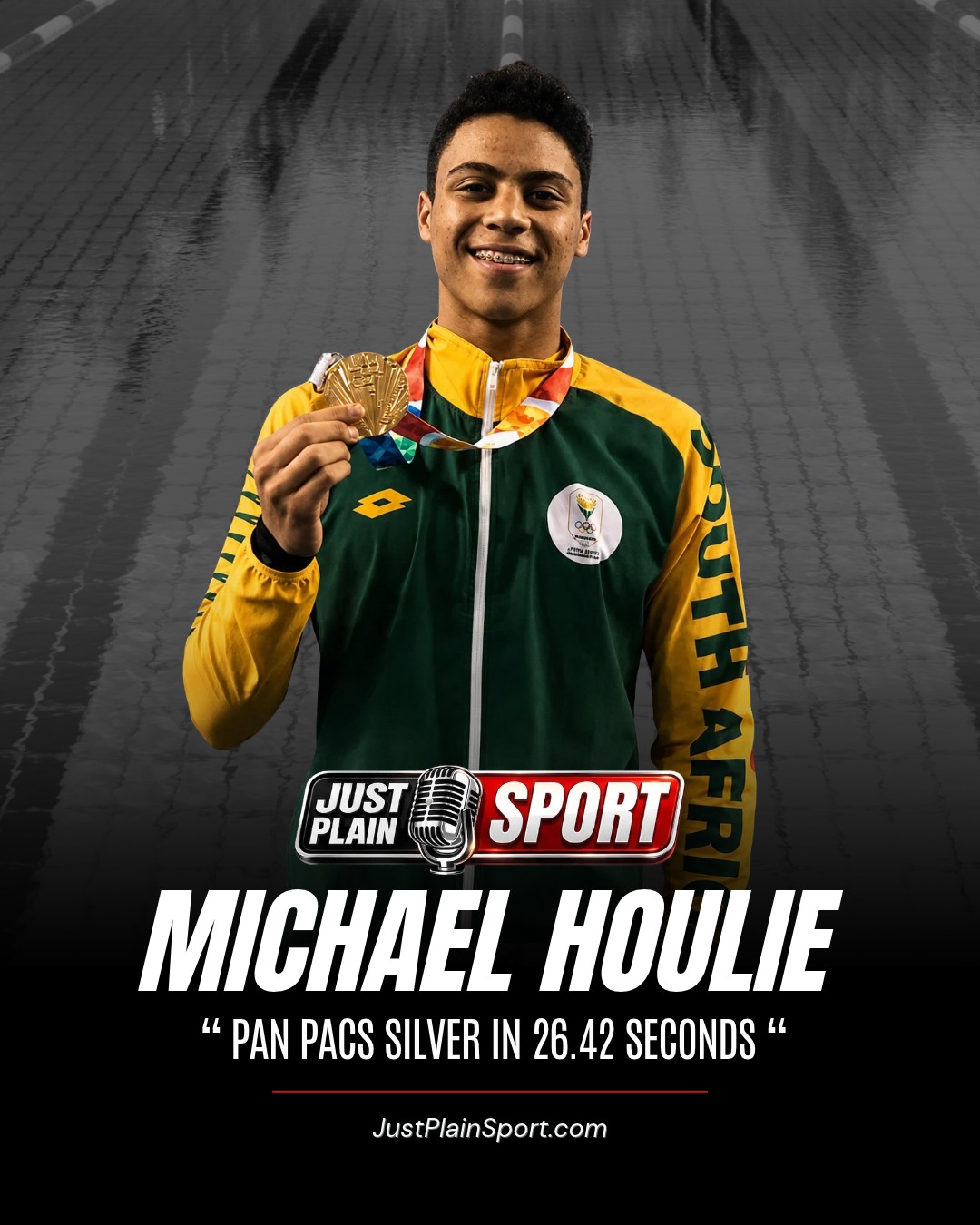 🇿🇦 HOULIE TAKES SILVER IN 50M BREASTSTROKE AT PAN PACS 🏊
Michael Houlie touched in 26.42 in Irvine for Pan Pacs silver, six hundredths behind Sam Williamson's record-breaking 26.36. 🥈
🗣️ "Six hundredths at this level isn't a defeat, it's a warning shot. Houlie is in the fight!" – Jay
The 50m breaststroke becomes an Olympic event for the first time in 2028. Houlie is timing his run.
🎙️ Full report on JustPlainSport .com
#PanPacs #MichaelHoulie #SouthAfrica #Swimming #LA2028 #JustPlainSport