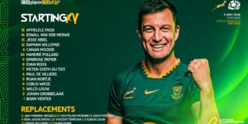 Springbok team to face Scotland