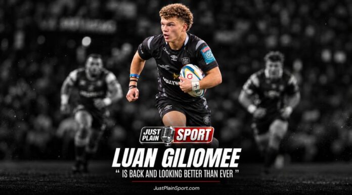 Luan Giliomee double against the Ospreys as the Sharks fullback breaks clear at Hollywoodbets Kings Park