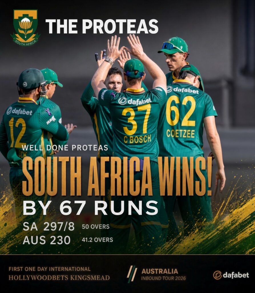 Keshav Maharaj bowls during the Proteas' 67-run win over Australia in Durban