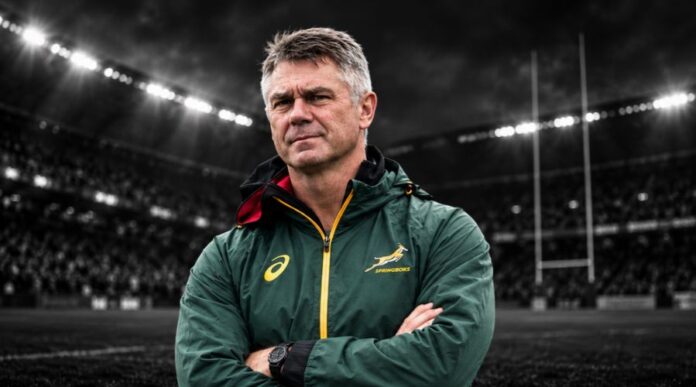 Heyneke Meyer on the touchline as SWD Eagles head coach at Outeniqua Park in George