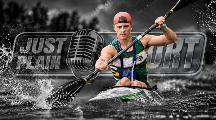 Keegan Vogt racing the junior men's K1 short course at the 2026 ICF Canoe Marathon World Championships in Gualeguaychú, Argentina