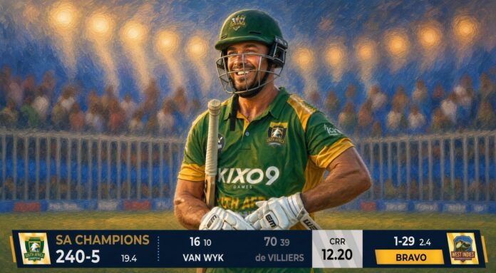 AB de Villiers batting for South Africa Champions against West Indies Champions in the World Championship of Legends