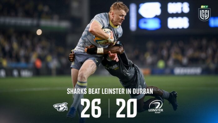 Sharks vs Leinster at Hollywoodbets Kings Park, Edwill van der Merwe scoring the 77th-minute try